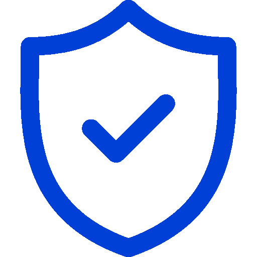 Blue shield icon symbolizing security and protection.