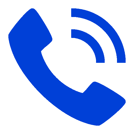 Blue telephone handset icon representing a phone call or communication.